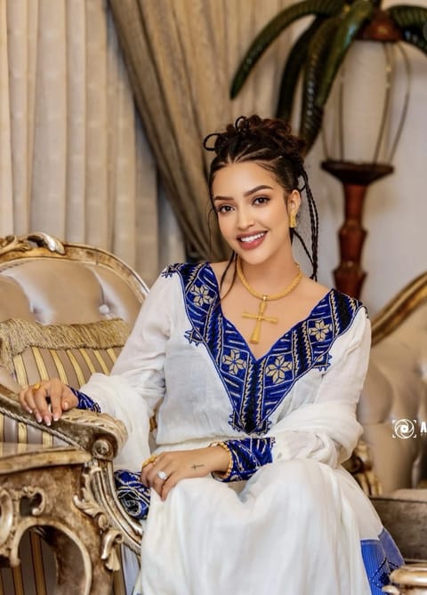 Bluish Habesha Dress|New Stylish Kemis|Traditional Habesha Dress|Zuria