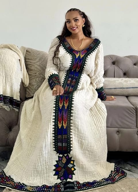 Traditional Habesha Zuria|Cultural Kemis|Ethiopia and Eritrea Dress