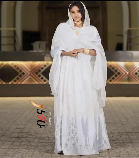 White Habesha Zuria|Traditional kemis|Kemis|Dress